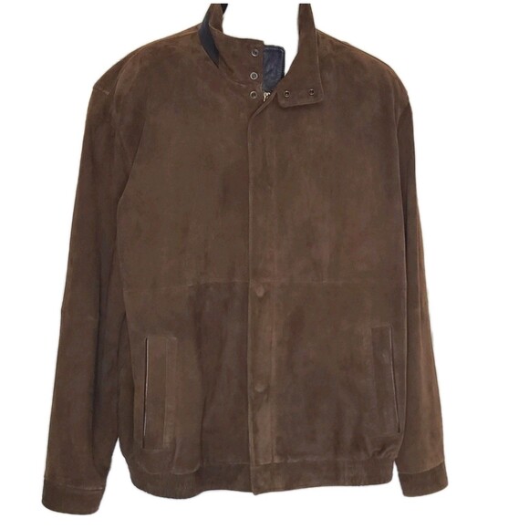 Daniel Cremieux mens brown Suede Leather Bomber Jacket zippersz XXL excellent